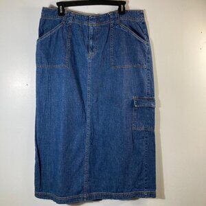 Womens White Stag Denim‎ Cargo Maxi Skirt Cotton Blue 16